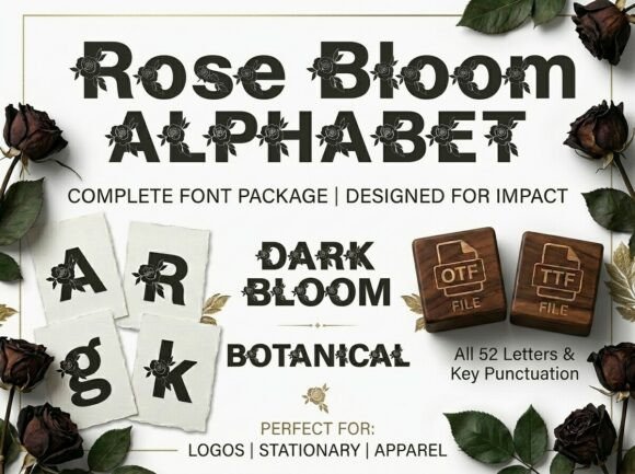 Rose Bloom: Merging Floral Art with Modern Typography
